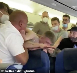 Footage appeared to show two English passengers brawling