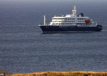 According to several online ship tracking sites, the ship has been stuck off the port of Praia, the capital of Cape Verde for at least 24 hours