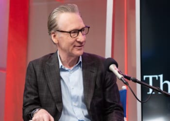 Bill Maher talks on The Megyn Kelly Show at the SiriusXM Studios in New York City on May 20, 2024.