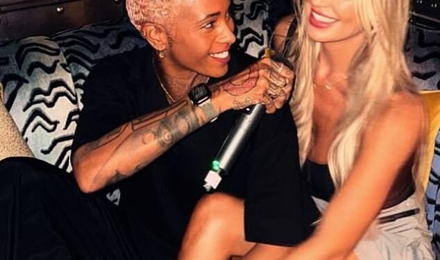 Christine McGuinness 'shared a kiss' with DJ Roxxxan in her Land Rover Defender in London on Saturday (pictured together in 2024)