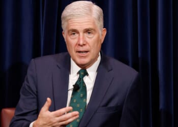U.S. Supreme Court Justice Neil Gorsuch speaks at the Reagan Library May 5 in Simi Valley, California. Gorsuch discussed his new children's book "Heroes of 1776: The Story of the Declaration of Independence."