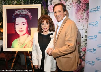 Dame Joan Collins displayed her age-defying looks as she and her husband Percy Gibson attended a Summer Evening Gala hosted by Shooting Star Children's Hospices at The Ivy Chelsea Garden on Tuesday