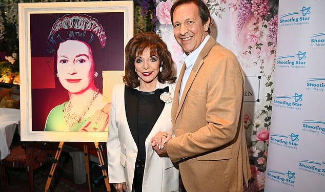 Dame Joan Collins displayed her age-defying looks as she and her husband Percy Gibson attended a Summer Evening Gala hosted by Shooting Star Children's Hospices at The Ivy Chelsea Garden on Tuesday