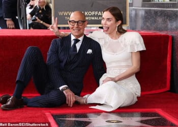 Emily Blunt and Stanley Tucci have been honoured with stars on the Hollywood Walk of Fame as they were cheered on by their famous spouses