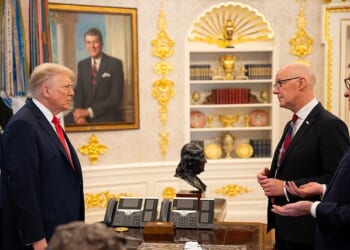 First Minister John Swinney and Lord Mandelson meet with President Donald Trump in the Oval Office of The White House as they try to negotiate on US whisky tariffs