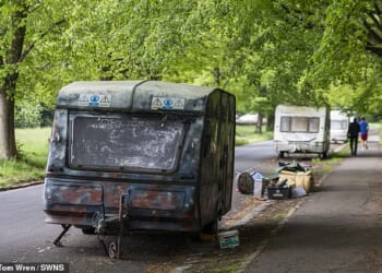 Rotting caravans have been left empty on the roadside in Bristol after the council served eviction notices