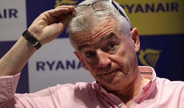 Ryainair boss Michael O'Leary (pictured) wants to end the early morning pint travel ritual so many Britons follow as rowdy passengers are causing flight diversions almost daily, he said