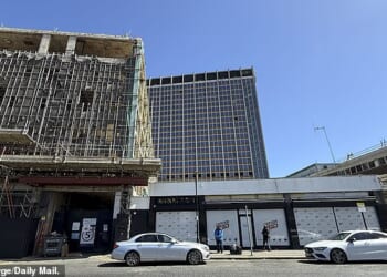 The well-known 24-storey Nestlé Tower, centre, is a symbol of urban decay. All around it shops are closing and violent crime keeps rising