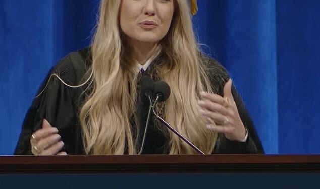 Erika Kirk gave the commencement speech at Hillsdale College in Michigan on Saturday