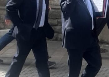 Robin Larkins (right) and his father Derek Larkins were accused of a campaign of harassment and trespassing against their neighbour