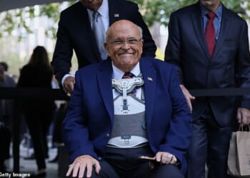 Rudy Giuliani at the 9/11 memorial in September 2025