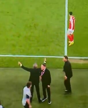 Diego Simeone shoved Arsenal sporting director Andrea Berta in the late stages of Arsenal's win over Atletico Madrid