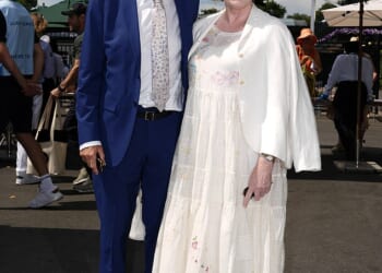 Black Doves star Sarah Lancashire and husband Peter Salmon, pictured at Wimbledon in last year, have lived in Richmond for two decades but are said to now be relocating