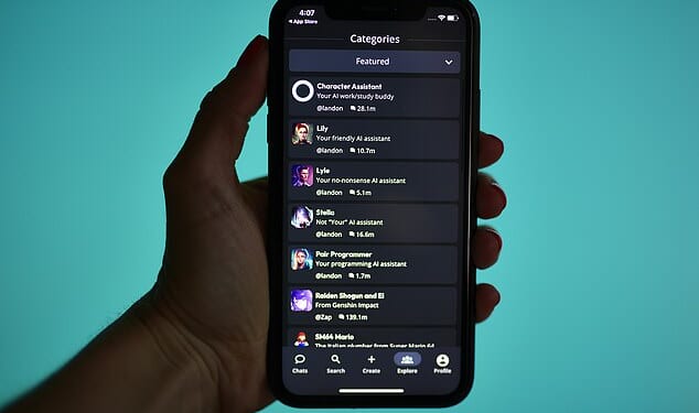 Experts have called for AI addiction to be recognised as a distinct mental illness, after young people and teenagers report becoming hooked on chatbots such as Character.ai (pictured)