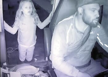 Horner had been delivering a box of Barbies that were due to be Strand's Christmas present when he took the youngster, strangled her and dumped her body miles from her home. The two are pictured in his FedEx truck following the kidnapping