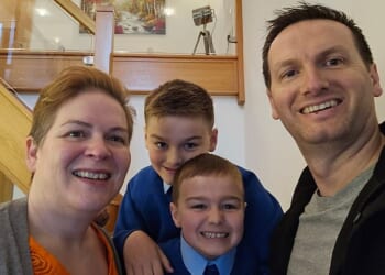Nicola Shaw with husband Darren and their two sons... she says seeing the look on the boys' faces when she said couldn't play with them was heartbreaking