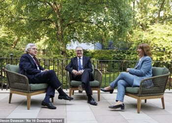 Sir Keir Starmer has appointed Gordon Brown as the new Special Envoy on Global Finance. Pictured left to right: Mr Brown, Sir Keir and Rachel Reeves