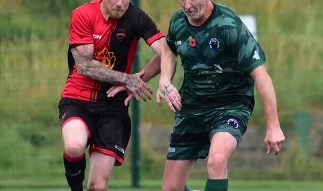 Mr Kirby plays football against people half his age and his video clips have gone viral online