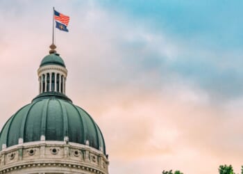 The Indiana State Capitol building in Indianapolis, Indiana.