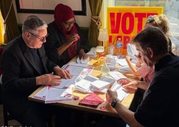 Keir Starmer's only recent campaigning engagement is believed to have been folding leaflets in Camden - in his own Commons constituency - on Friday