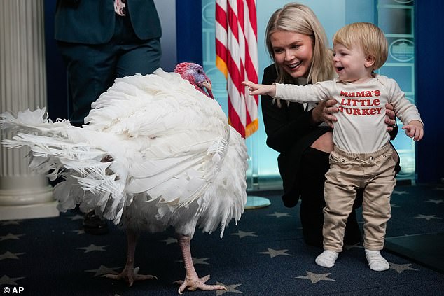 The White House press secretary with her son, Niko, who was born in July 2024