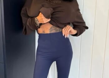 Katie Price posed in tight gym leggings for an Instagram snap on Friday after gaining half a stone since meeting her 'feeder' husband Lee Andrews