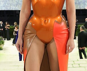 Kim Kardashian (pictured) has sparked comparisons to Bianca Censori with her outrageous ensemble at the 2026 Met Gala on Monday