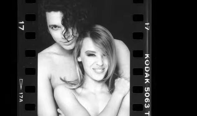 Kylie Minogue gave a first glimpse into her life as she dropped the Netflix trailer for her upcoming 'intimate' documentary KYLIE on Instagram on Tuesday; pictured with ex Michael Hutchence