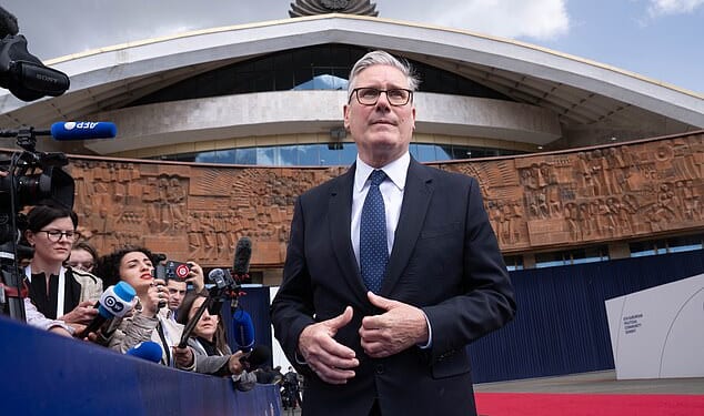 Mutinous Labour MPs are poised to deploy the tactics that ousted Tony Blair against Keir Starmer (pictured yesterday)