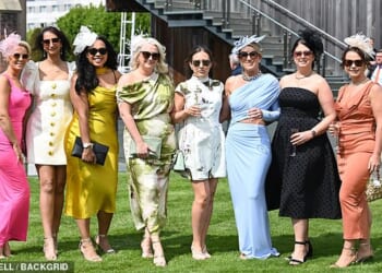 Here come the girls! The skies may be cloudy but revellers at the May Festival's Ladies Day brightened up the course at Chester in a series of colourful frocks and fascinators