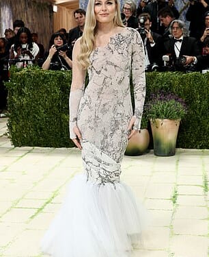 US skiing icon Lindsey Vonn dazzled as she attended the Met Gala on Monday evening