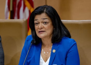Rep. Pramila Jayapal attends a field hearing at the Minnesota Senate Building on Jan. 16, 2026, in St Paul, Minnesota.