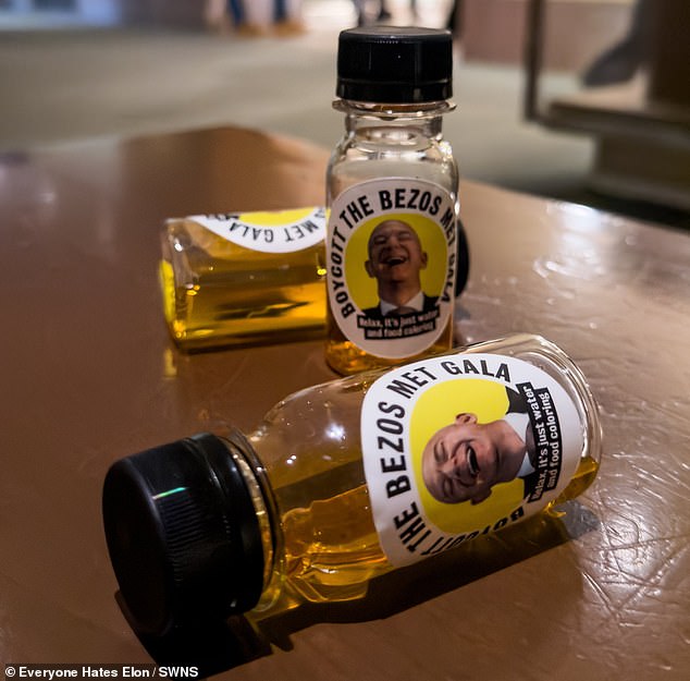 More than 300 bottles of fake 'urine' are said to have been hidden at the Metropolitan Museum of Art - the stunt was employed in a bid to draw attention to Amazon's treatment of its workers.