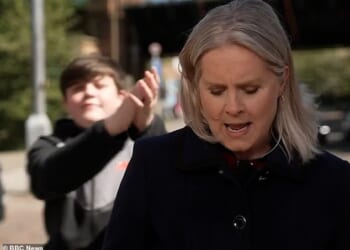 The BBC One O'Clock News descended into chaos today when a live report was taken over by a gang of unruly schoolchildren