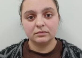 Stan (pictured), who came to the UK from Romania, is seen in the 41-second clip looking around for a security guard before plundering several items, placing them in the bag held by her accomplice
