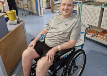 Simon Rogerson (pictured) is paralysed from the waist down after a bike accident and the diagnosis of a brain tumour. He remains in hospital as his family fundraise for an extension to their Basildon home and required equipment so that he can return