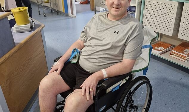 Simon Rogerson (pictured) is paralysed from the waist down after a bike accident and the diagnosis of a brain tumour. He remains in hospital as his family fundraise for an extension to their Basildon home and required equipment so that he can return