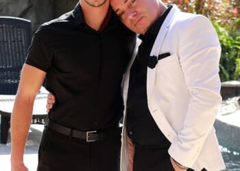 Barrie Drewitt-Barlow (right), 57, pictured with his husband Scott Hutchison (left), 32