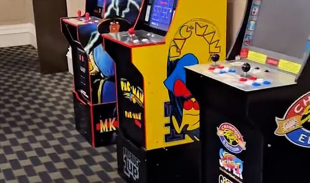 A video taken inside Birmingham's Rowton Hotel shows migrants have been treated to an arcade-style gaming room