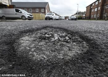 Over half of voters said the declining high street was the biggest reason their area is not thriving, with 44 per cent citing potholes as the single biggest annoyance in their local area (stock photo)