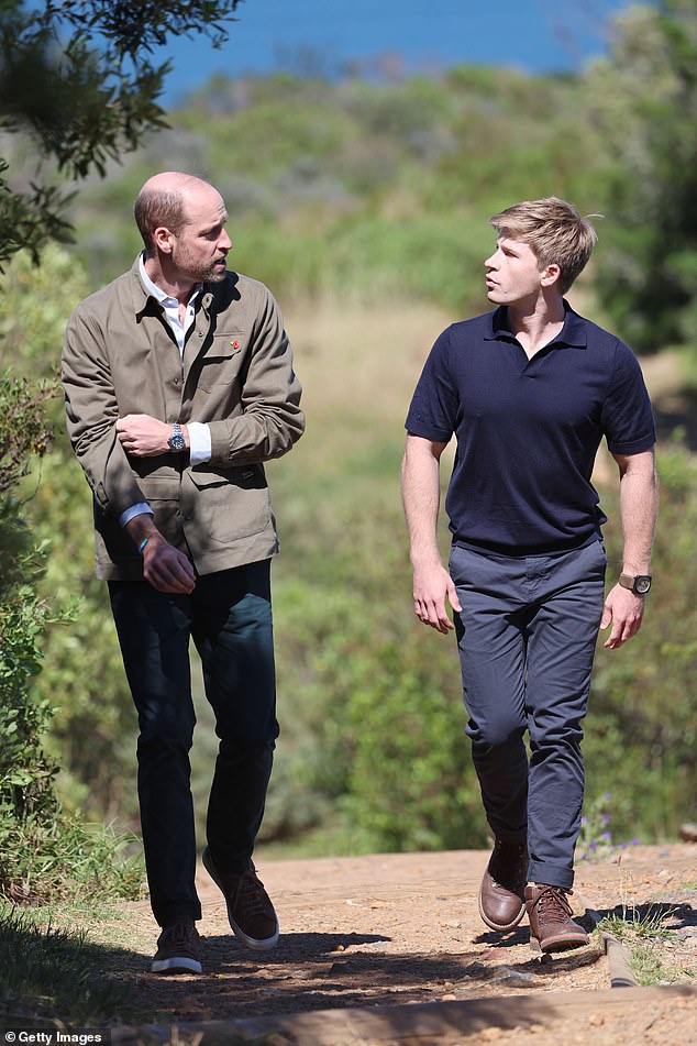 Prince William talks to Robert Irwin during his visit to Signal Hill in Cape Town in November 2024