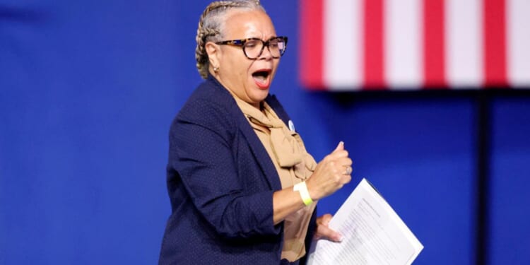 Charlotte, North Carolina, Mayor Vi Lyles prepares to speak during a campaign event for then-Democratic presidential nominee Vice President Kamala Harris in a file photo dated Sept. 12, 2024.