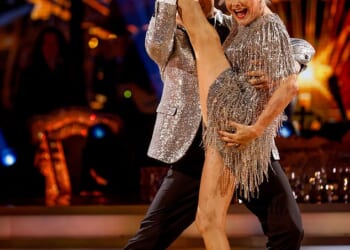 Angela Rippon showing off her flexibility on Strictly Come Dancing in September 2023