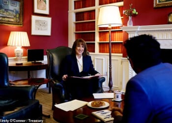 Pictured: Chancellor Rachel Reeves at the flat refurnished by the taxpayer