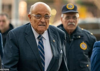 Giuliani is seen here outside United States District Court in Manhattan, New York City, on January 3, 2025