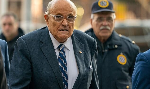 Giuliani is seen here outside United States District Court in Manhattan, New York City, on January 3, 2025
