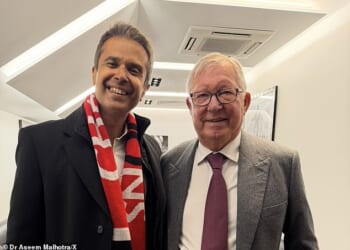 Sir Alex Ferguson (pictured today) was taken to hospital ahead of Man United v Liverpool