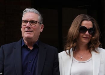 Sir Keir Starmer and his wife Lady Starmer leaving a polling station after voting on Thursday