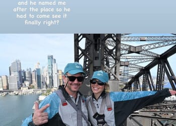 Sydney Sweeney looked in good spirits as she climbed Sydney Harbour Bridge on Saturday with her dad Steven during a 'bucket list' tour of her namesake city