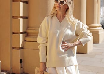 Jumper, Cos. Skirt, Toteme. Sunglasses, Celine. Bag, Jacquemus.